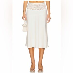 Frankie's Bikinis Cream Lace Midi Skirt